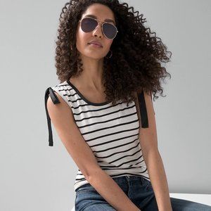 White House Black Market - Shoulder-Tie Striped Tank - size Small (b&W)